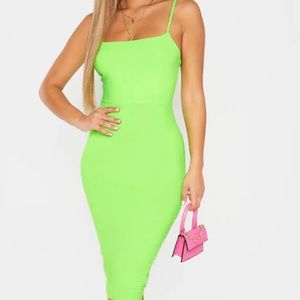⭐️2/15$⭐️NWT PLT Neon Green (Lime) midi dress
